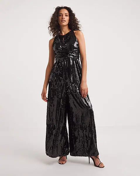 Image of Ted Baker Vivalee Sequin Jumpsuit Black Female 8 TW38601