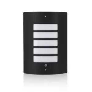 Image of Auraglow Wharton Daylight Sensor Grill Effect Wall Light w/ Cool White Bulb- Black