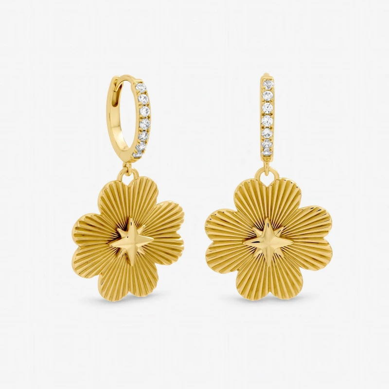 Image of Inicio Gold Plated Clover Earrings - Gift Pouch Stud Earrings One Size Gold 41449110000