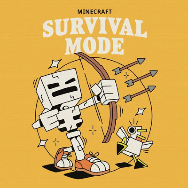 Image of Minecraft Minecraft Survival Mode Framed Canvas Print in Yellow Yellow One Size Unisex 5063652187913