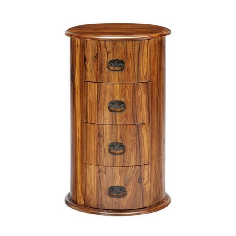 Image of Jaipur Furniture Ltd 4 Drawer Drum Chest - Sheesham Wood - L45 x W45 x H70cm - Honey Dark Finish in Brown Brown Unisex