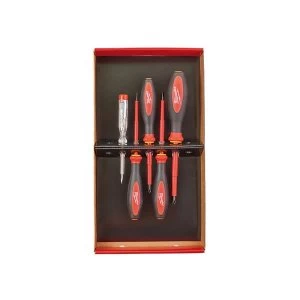 Image of Milwaukee Hand Tools VDE Screwdriver Set, 5 Piece SL/PZ/Tester
