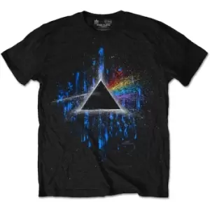 Image of Pink Floyd - Dark Side of the Moon Blue Splatter Unisex X-Small T-Shirt - Black
