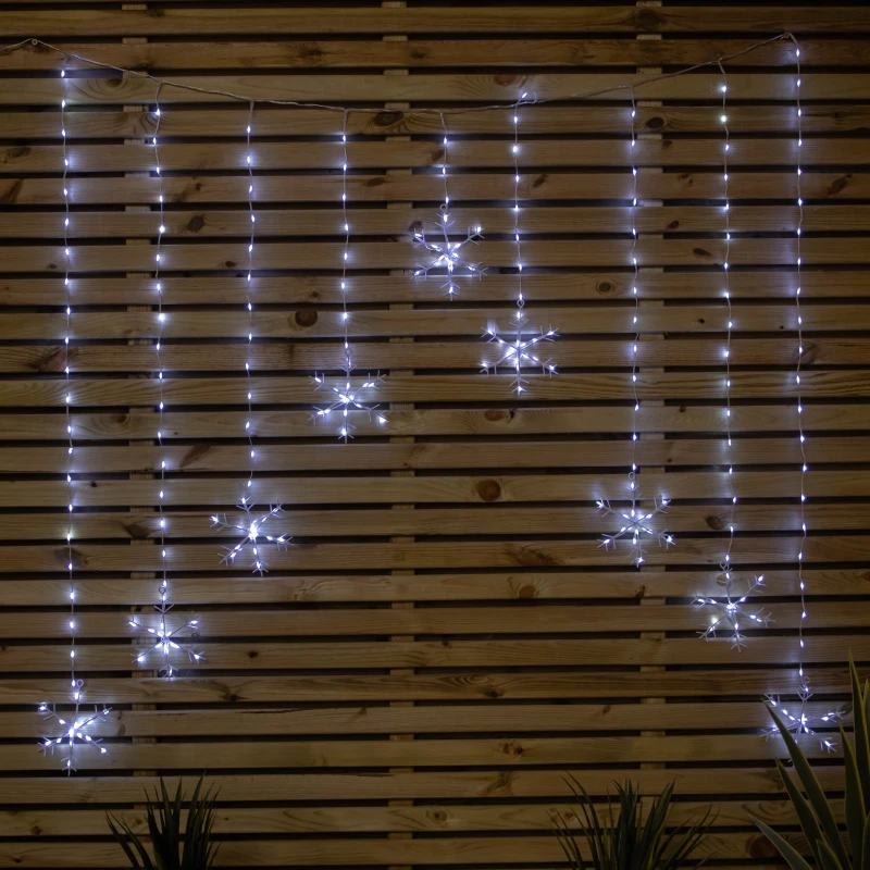 Image of 1.2m x 1.2m FlexiBrights Christmas Snowflake Curtain Lights with 267 White LEDs