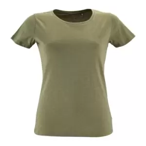 Image of SOLS Womens/Ladies Regent Fit Short Sleeve T-Shirt (L) (Heather Khaki)