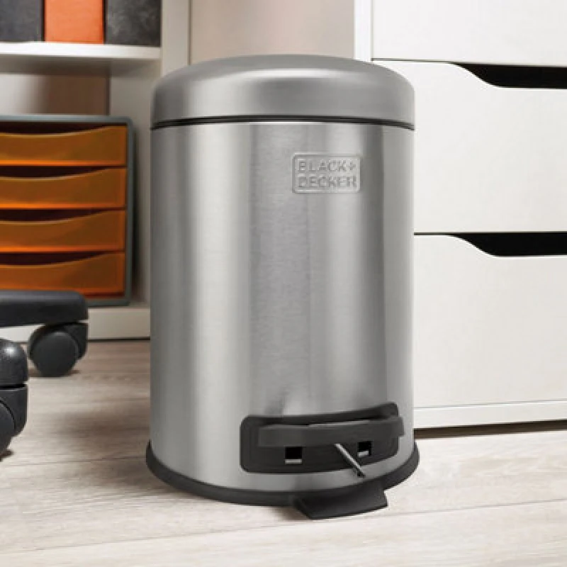 Image of Black + Decker 5L Dome Lid Pedal Bin - Stainless Steel