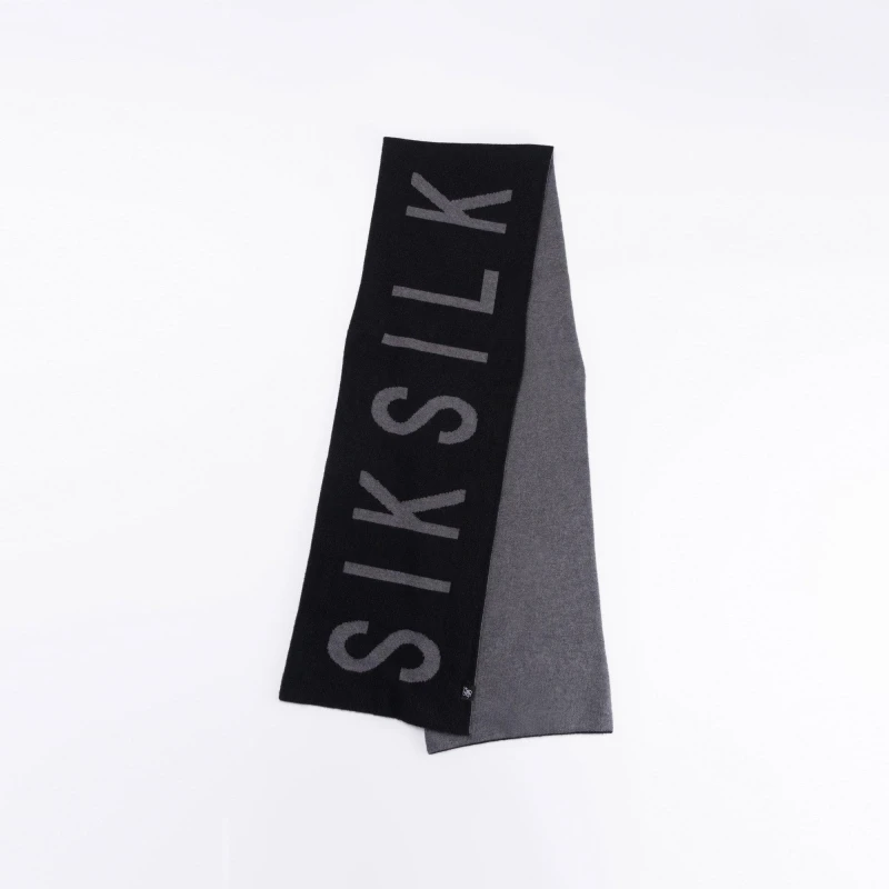 Image of SikSilk Black Knitted Scarf Mens Black One Size