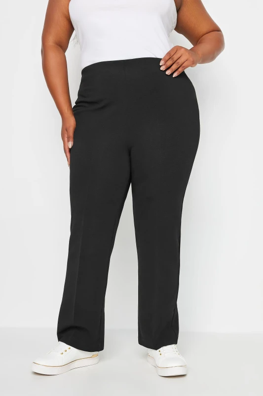 Image of Yours Womens Ribbed Bootcut Trousers in Black Size: 18S Black Female 18S