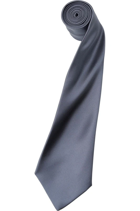 Image of Premier Premier Colours Satin Tie in Dark Grey Dark Grey One Size Unisex 5063470723119