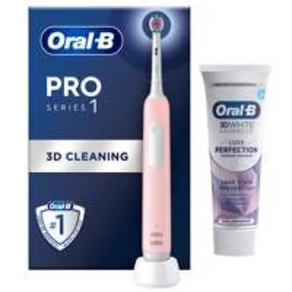 Image of Oral B Pro Series 1 3D White Pink Electric Toothbrush & Toothpaste 75ml