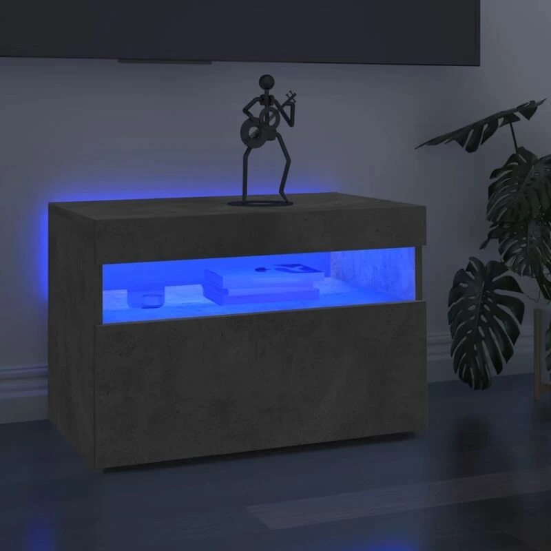 Image of VIDAXL Vidaxl - tv Cabinet with LED Lights Concrete Grey 60x35x40cm 8720286218273