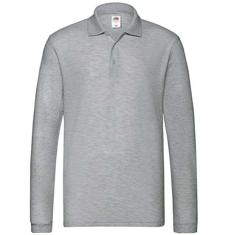 Image of Fruit Of The Loom Premium Long-Sleeved Polo Shirt Mid Grey male