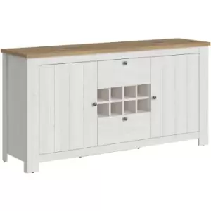 Image of Celesto 2 Door 2 Drawer Sideboard with Wine Rack in White and Oak