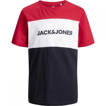 Image of Jack and Jones & Jones Logo Blocking T-Shirt - Tango Red