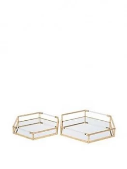 Image of Pacific Lifestyle Set Of 2 Gold Metal & Mirror Trays