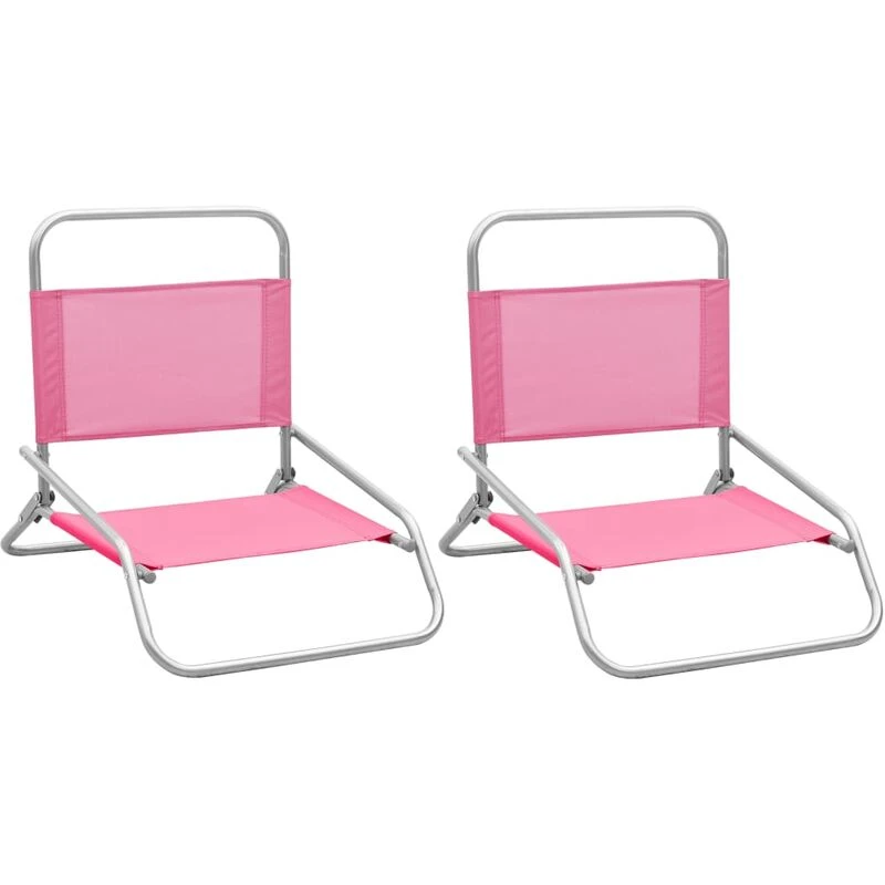 Image of VIDAXL Folding Beach Chairs 2 pcs Pink Fabric Vidaxl 8720286073223