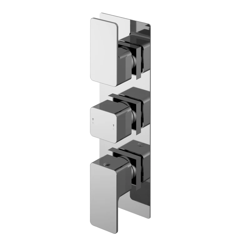 Image of Balterley Concealed Thermostatic Triple Shower Valve Diverter 3 Outlets in Silver Silver Unisex