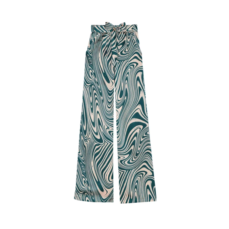 Image of La Petite Etoile Wide-leg graphical print Trousers For Her La Petite Etoile Iwa Vert Female 40