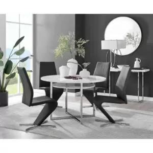 Image of Furniture Box Adley White High Gloss Storage Dining Table and 4 Black Willow Chairs
