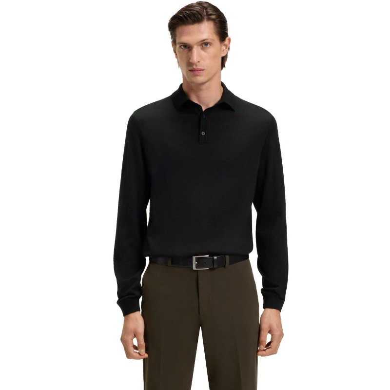 Image of Boss Mens Lancione Long-Sleeve Polo Black male S