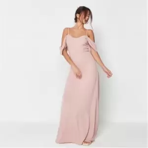 Image of Missguided Cold Shoulder Textured Maxi Dress - Pink