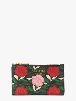 Image of Kate Spade Morgan Rose Garden Small Slim Bifold Wallet, Black Multi, One Size
