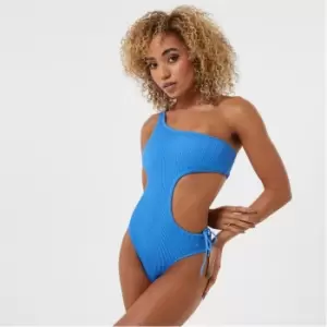 Image of Jack Wills Crinkle Asymmetric Swimsuit - Blue