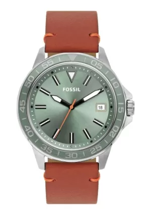 Image of Fossil Men Bannon Three-Hand Date Brown Leather Watch