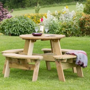 Image of Zest4Leisure Wooden Katie 4-Seater Round Picnic Table