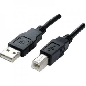 Image of Manhattan USB 2.0 Cable [1x USB 2.0 connector A - 1x USB 2.0 connector B] 3m Black gold plated connectors, UL-approved