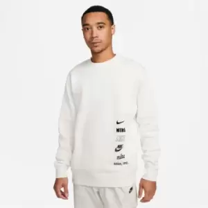 Image of Nike Club Fleece+ Mens Brushed-Back Crew - Beige