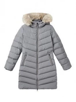 Image of Calvin Klein Jeans Long Down Fitted Padded Coat - Cream