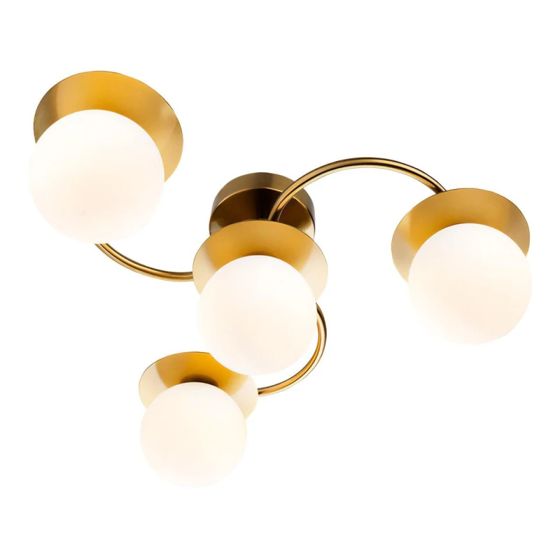 Image of Firstlight Jules 4-Light Semi-Flush Ceiling Light Opal in Brushed Brass