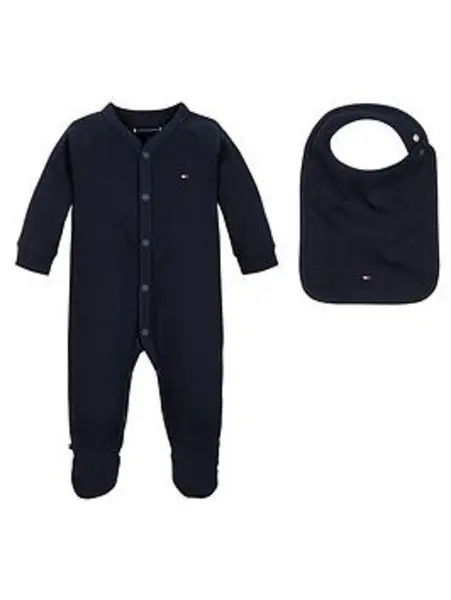 Image of Tommy Hilfiger Baby Boys Rib Sleepsuit Giftbox - Navy, Size 6-9 Months
