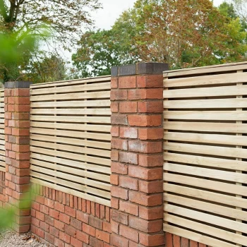 Image of Forest 6' x 4' Pressure Treated Contemporary Double Slatted Fence Panel (1.8m x 1.2m) - Pressure treated