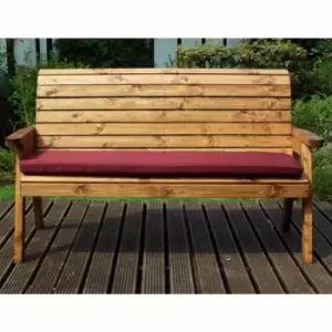 Image of Charles Taylor Winchester Three Seater Bench with Cushions, Burgundy
