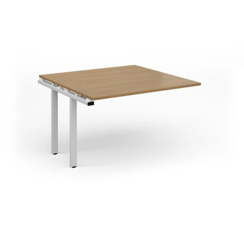 Image of Adapt Adapt boardroom table add on unit 1200mm x 1200mm - white frame, grey oak top EBT1212-AB-WH-GO