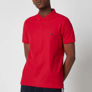 Image of Tommy Hilfiger Mens 1985 Contrast Placket Slim Fit Polo Shirt - Primary Red - M