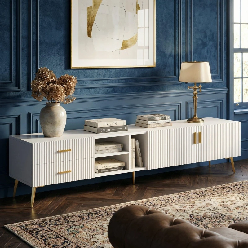 Image of Urban Meuble Elegant TV Stand Modern Style Ample Storage White unisex One Size