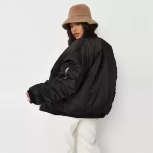 Image of Missguided Reversable Oversized Borg Bomber - Black