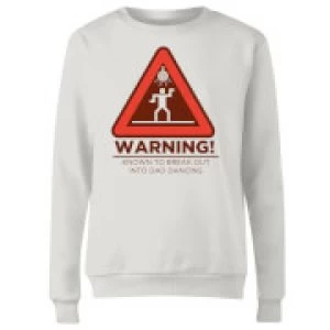 Image of Warning Dad Dancing Womens Sweatshirt - White - 3XL