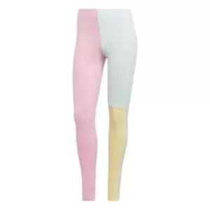 Image of adidas Essentials 3-Stripes Colorblock Cotton Leggings Wo - True Pink / Almost Blue / Almo