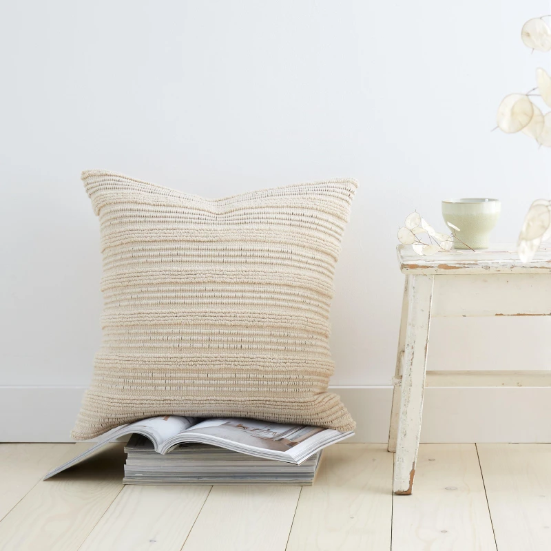 Image of Pineapple Elephant Tufted Stripes 45cm x 45cm Filled Cushion Natural
