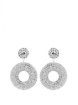 Image of Mood Mood Silver Plated Pave Double Circle Drop Earrings
