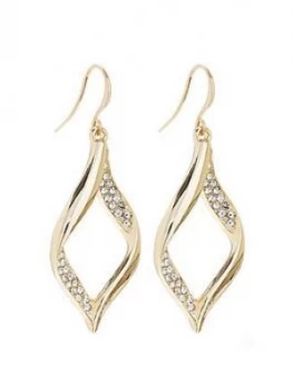 Image of Mood Gold Plated Crystal Pave Twist Drop Earrings