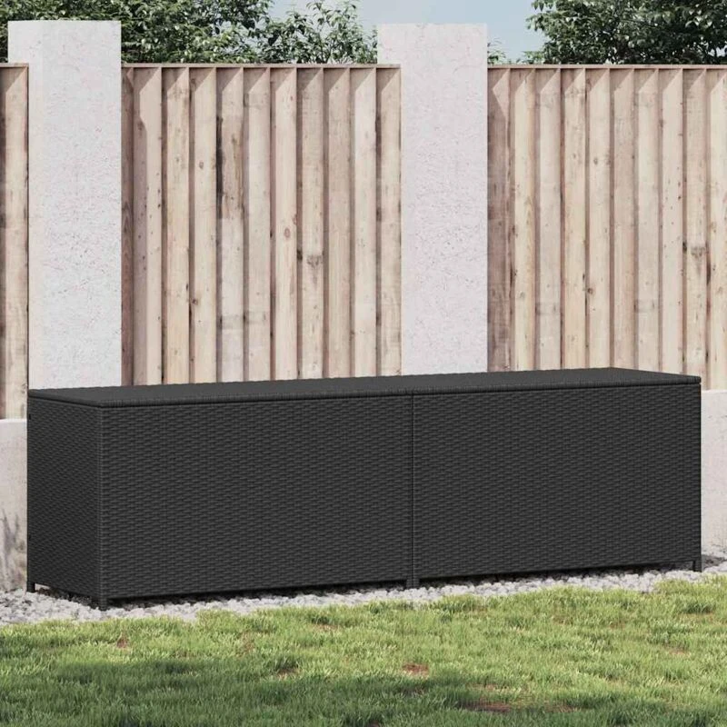Image of VIDAXL vidaXL Garden Storage Box Poly Rattan 200x50x60cm Black 46474