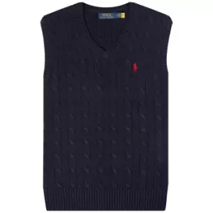 Image of Polo Ralph Lauren Cable Knit V-Neck Vest Navy