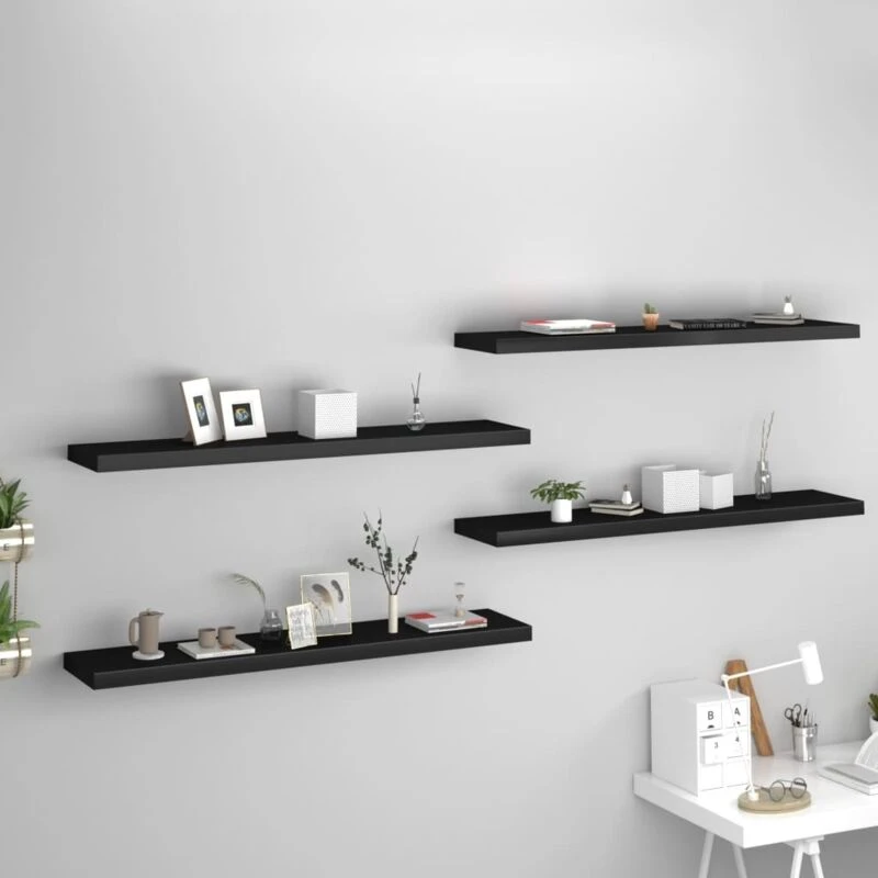 Image of VIDAXL Floating Wall Shelves 4 pcs Black 120x23.5x3.8cm mdf Vidaxl 8720286074749