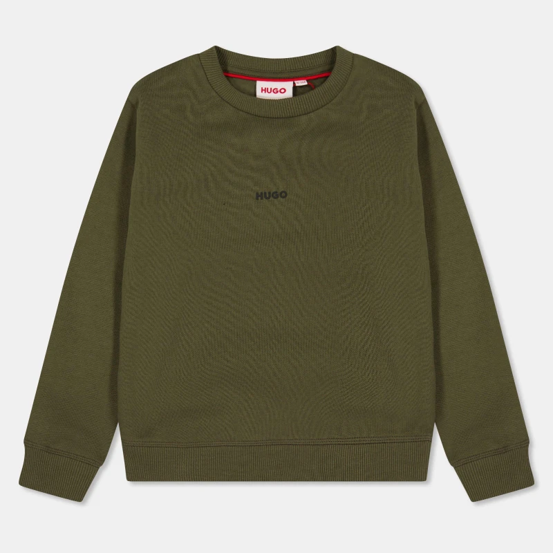 Image of HUGO Kids Logo Crew-Neck Sweatshirt Crew Sweaters 6Y Green 52316815155