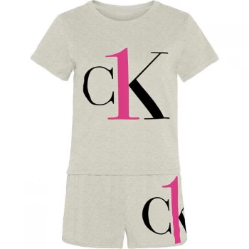 Image of Calvin Klein Short Sleeve Pyjama Set Womens - Buff Heather